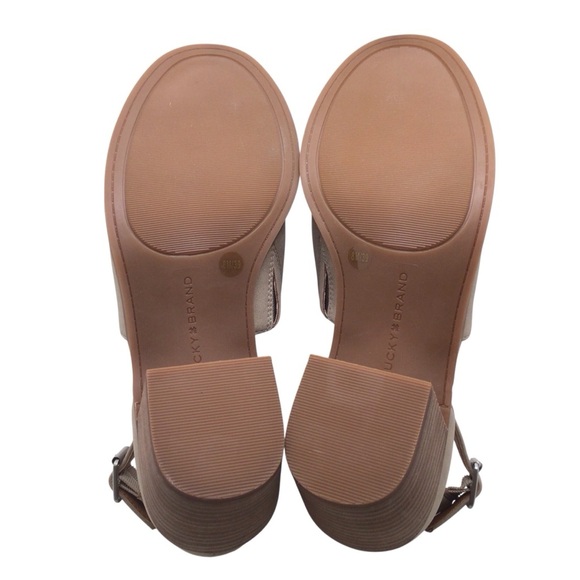 NWOT Lucky Brand Womens Reilani Beige Open Toe Block Heel Sandal Size 8M - Picture 8 of 9